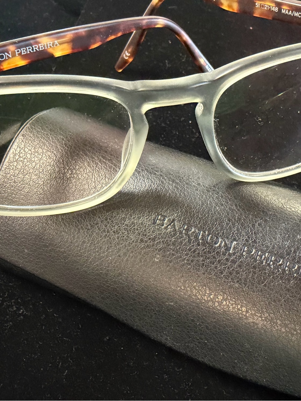 Barton Perreira Tortoiseshell Temple Eyeglasses in Brown, Amber & Olive